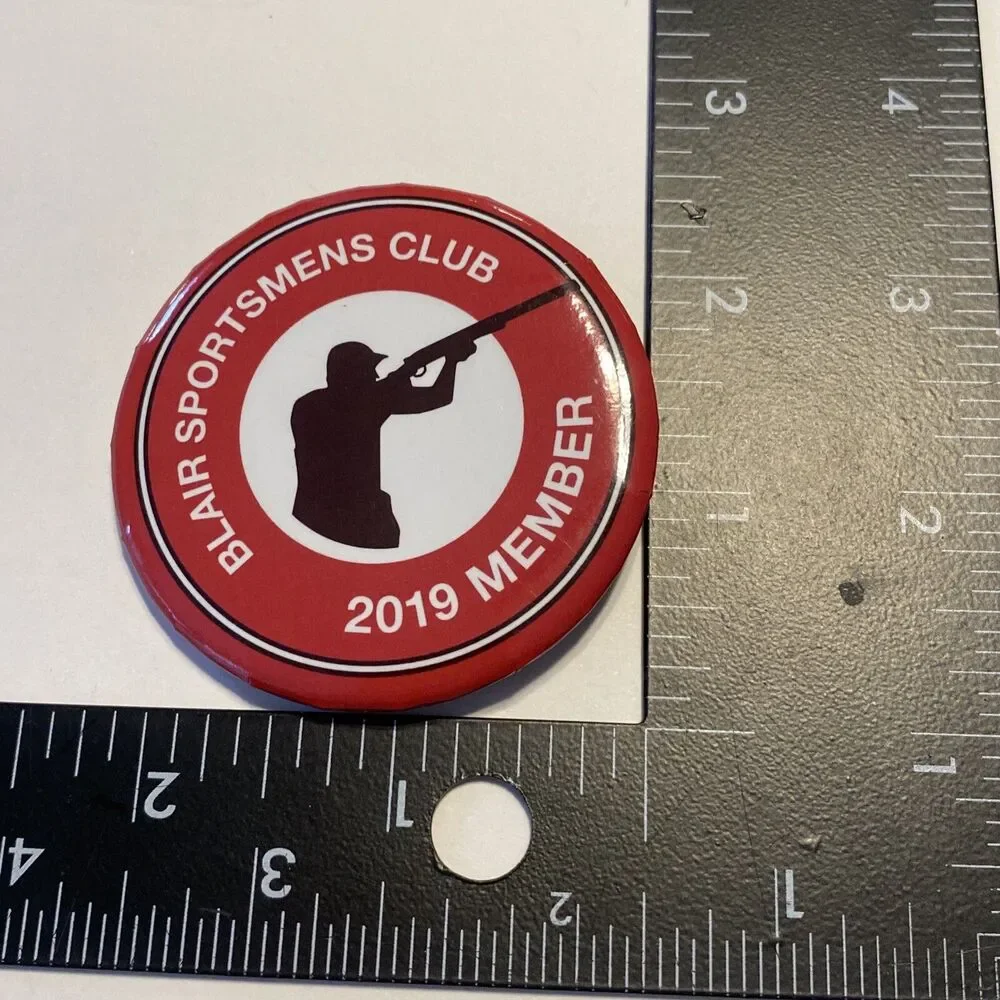 ROD & GUN CLUB Sportsmen's Fish Game 2019 PINBACK BUTTON BADGE